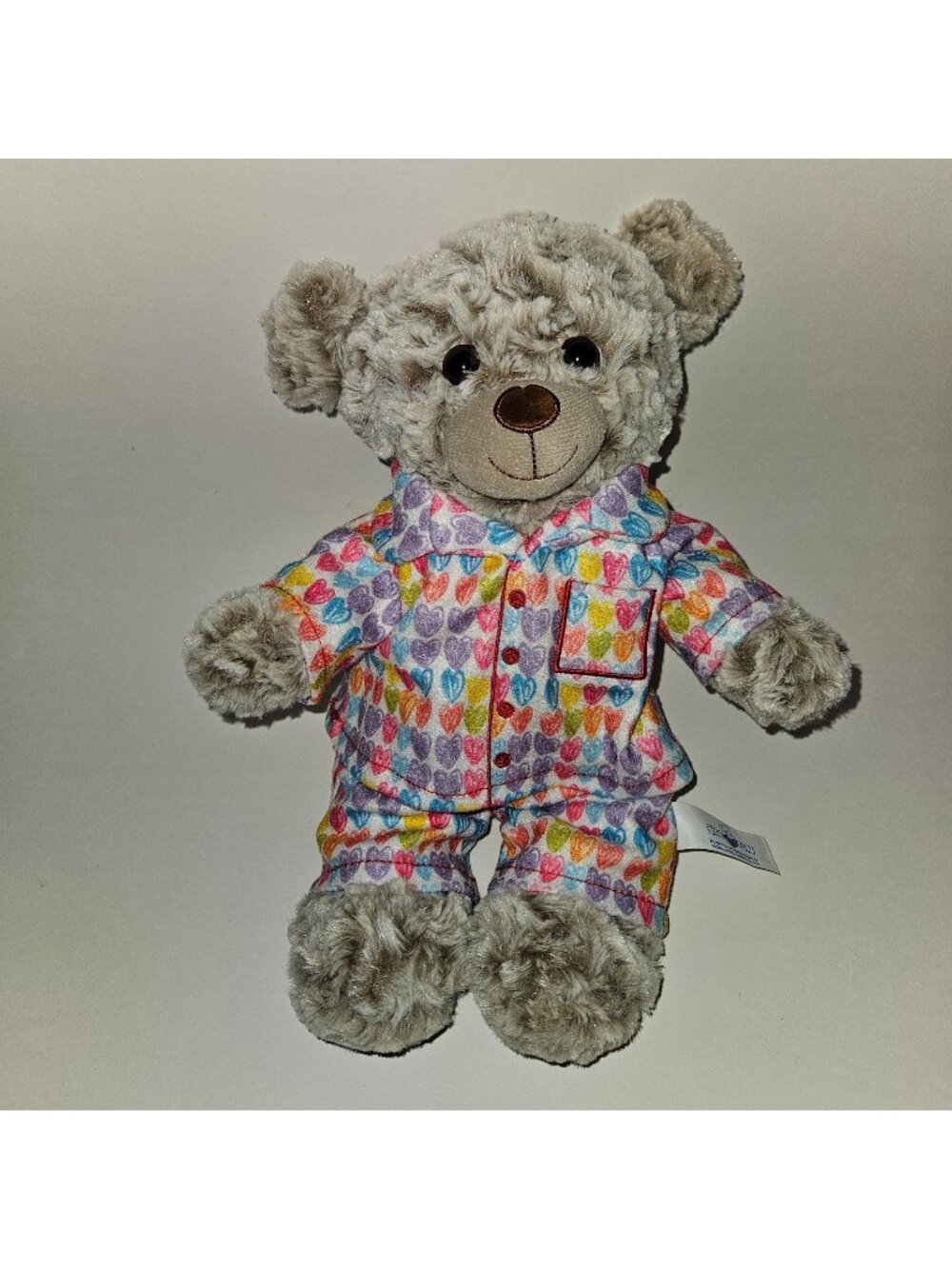 Hugfun Frosted Brown Teddy Bear 14" Plush Hearts Pajamas Valentine's Day Hug Fun
